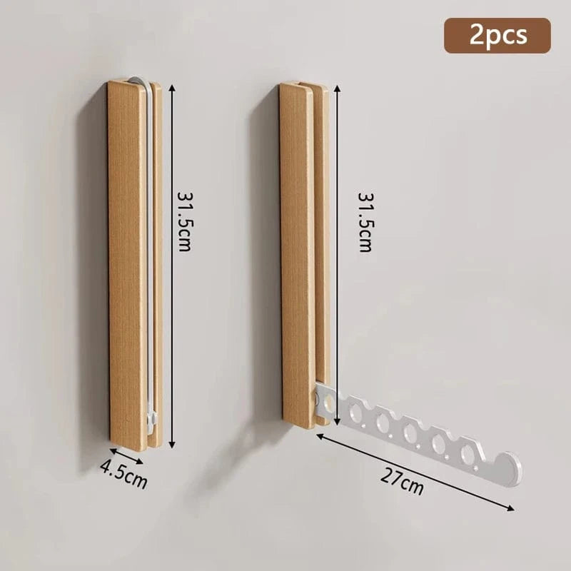 MOD Wood Clothes Hanger  Wall Mounted Drying Rack, Collapsible Design, and Invisible Clothing Organizer for Efficient Space Saving white 2