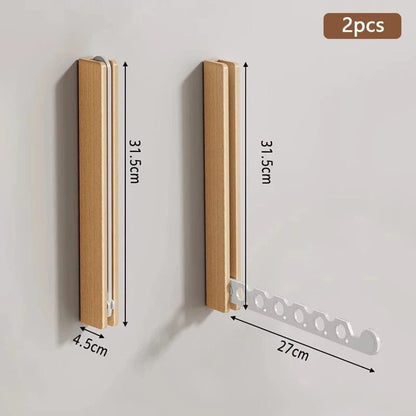 MOD Wood Clothes Hanger  Wall Mounted Drying Rack, Collapsible Design, and Invisible Clothing Organizer for Efficient Space Saving white 2