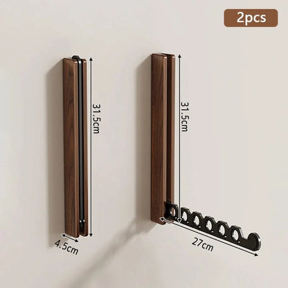 MOD Wood Clothes Hanger  Wall Mounted Drying Rack, Collapsible Design, and Invisible Clothing Organizer for Efficient Space Saving Black 2