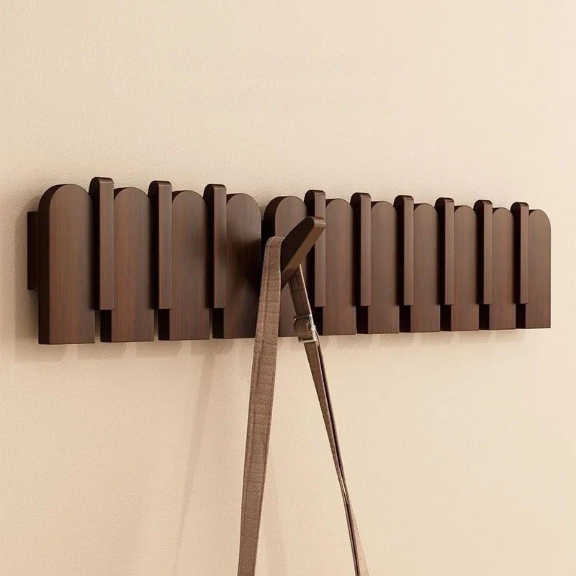 Porte-manteau mural clé piano bois massif - Simplifiez le rangement avec style et élégance