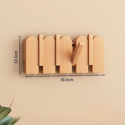 Porte-manteau mural clé piano bois massif - Simplifiez le rangement avec style et élégance Bois 4 crochets