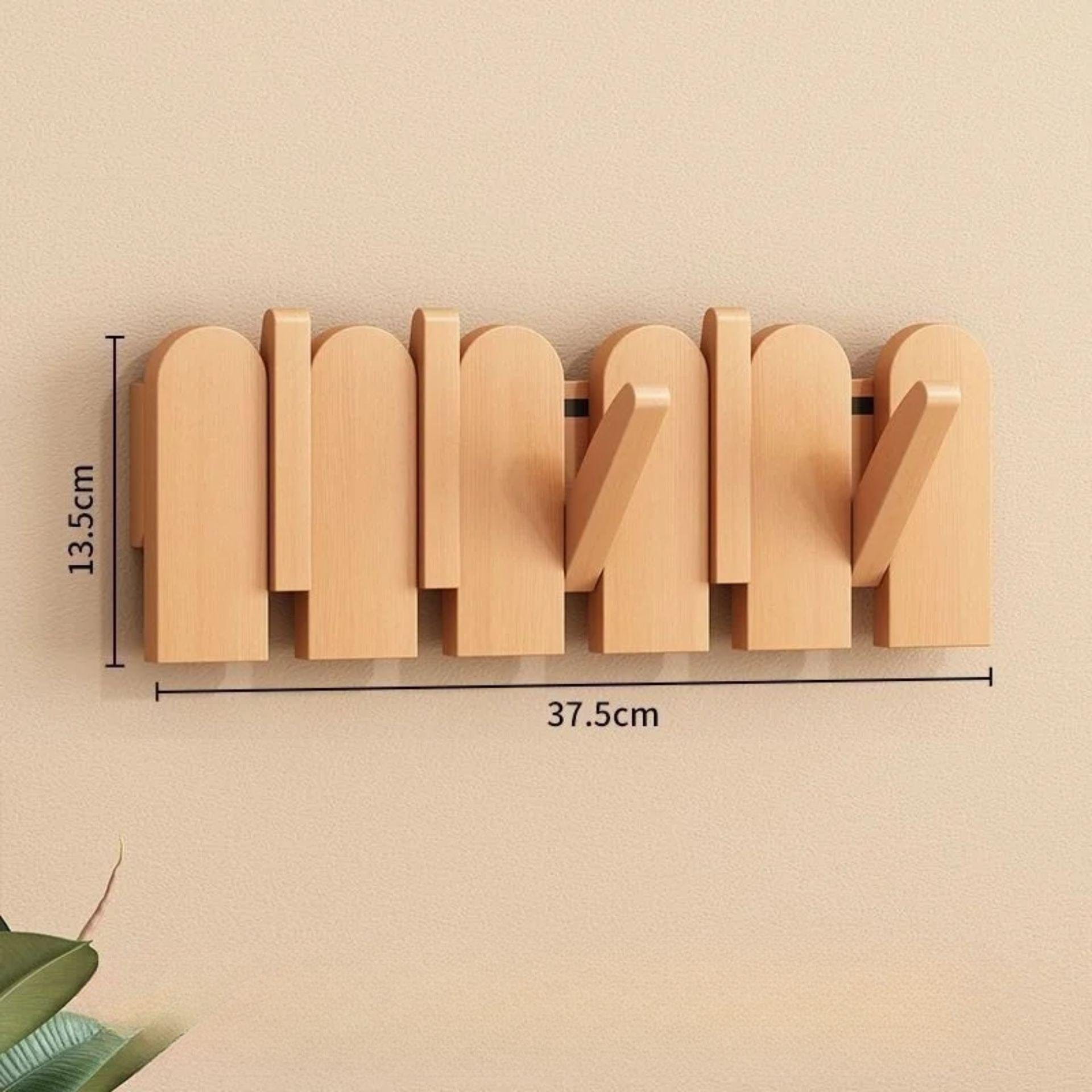 Porte-manteau mural clé piano bois massif - Simplifiez le rangement avec style et élégance Bois 5 crochets