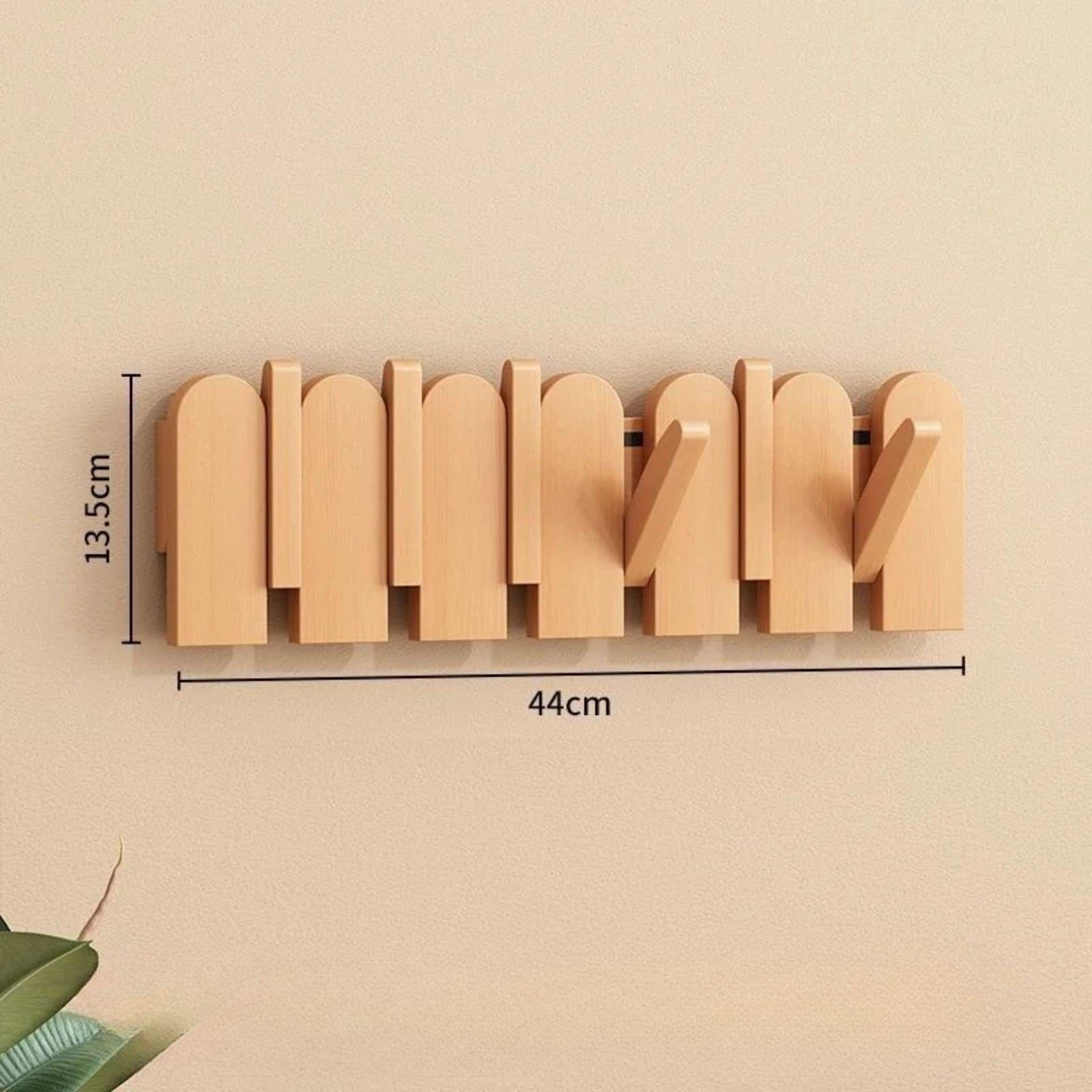 Porte-manteau mural clé piano bois massif - Simplifiez le rangement avec style et élégance Bois 6 crochets