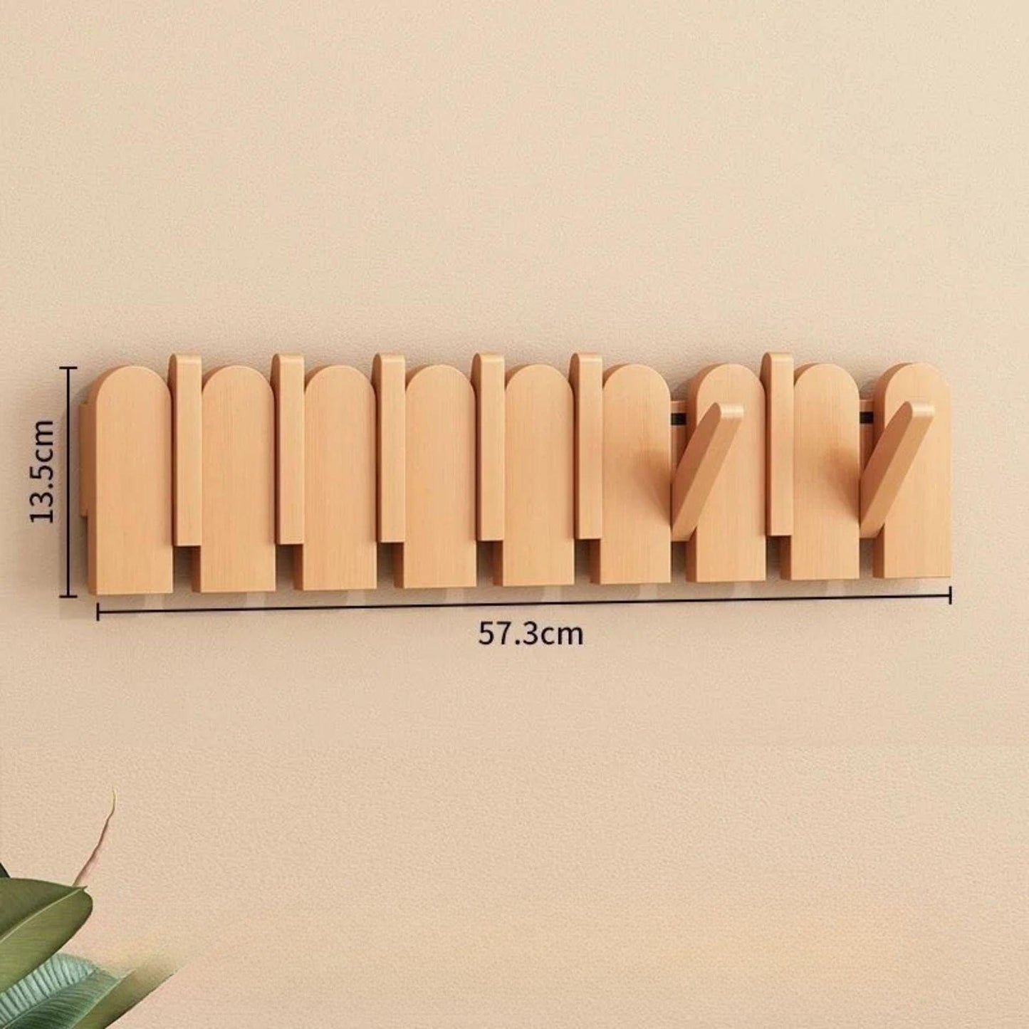 Porte-manteau mural clé piano bois massif - Simplifiez le rangement avec style et élégance Bois 8 crochets