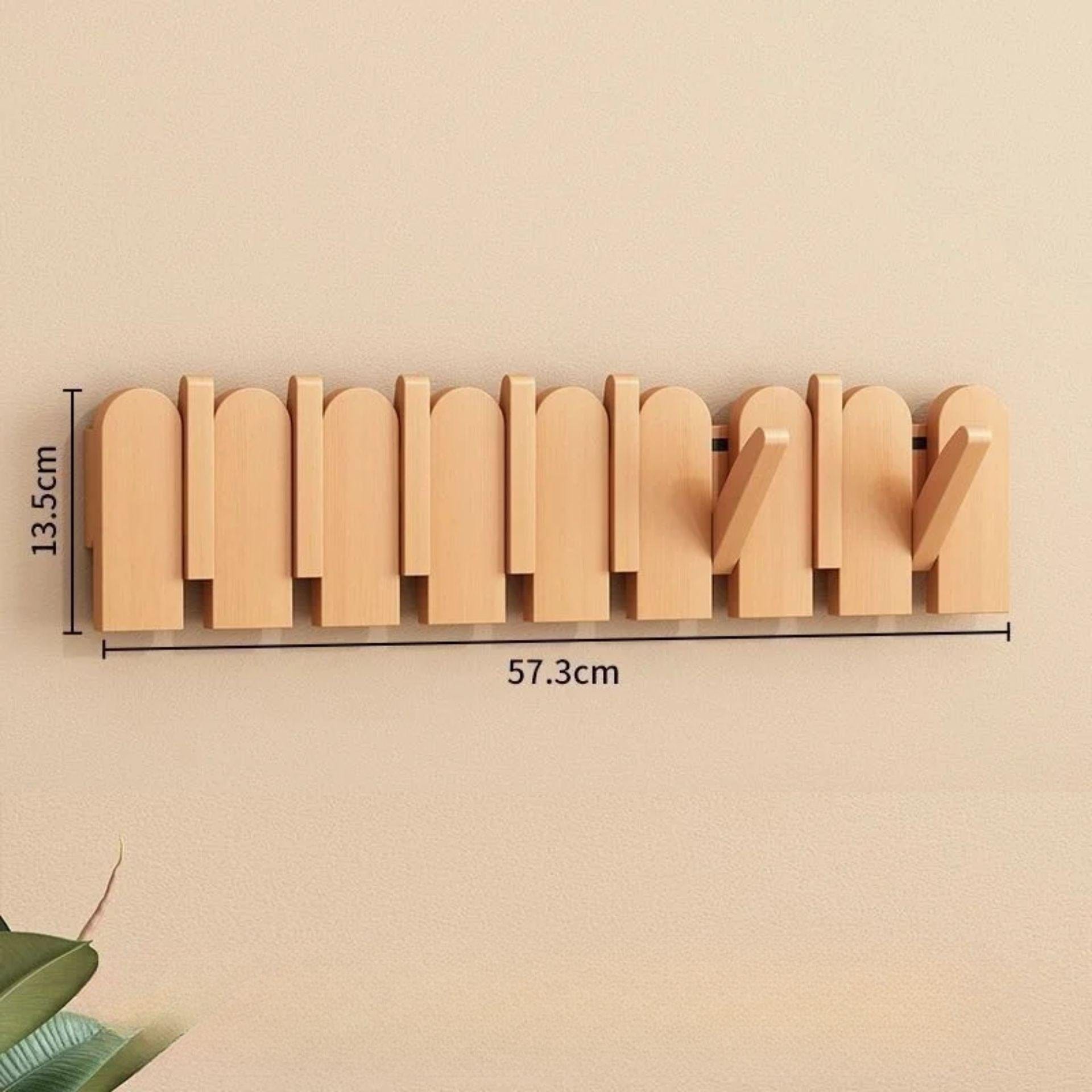 Porte-manteau mural clé piano bois massif - Simplifiez le rangement avec style et élégance Bois 8 crochets