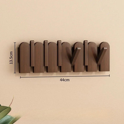 Porte-manteau mural clé piano bois massif - Simplifiez le rangement avec style et élégance Bois Noyer 6 crochets