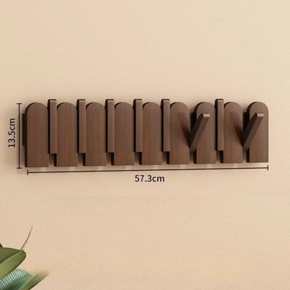 Porte-manteau mural clé piano bois massif - Simplifiez le rangement avec style et élégance Bois Noyer 8 crochets