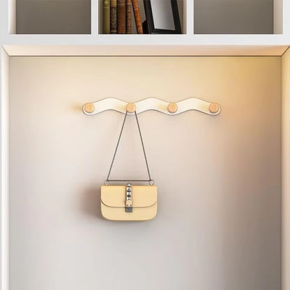 Porte manteau mural design vague en fer sans perçage 4 Crochets