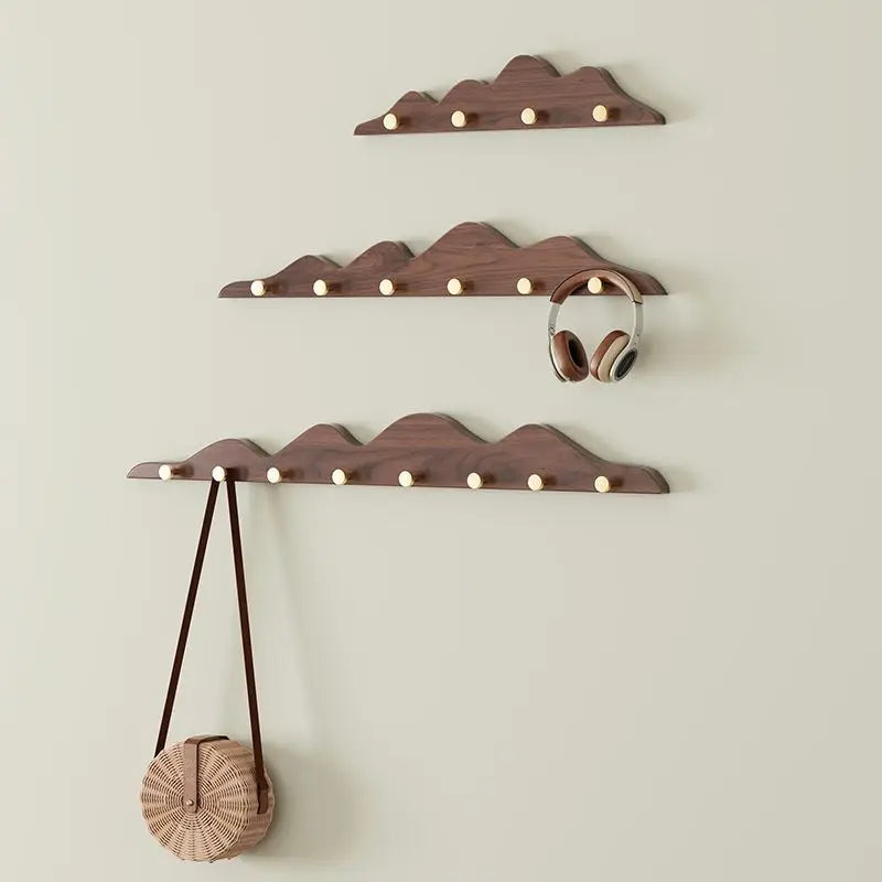 Porte-manteau mural en bois massif crochets