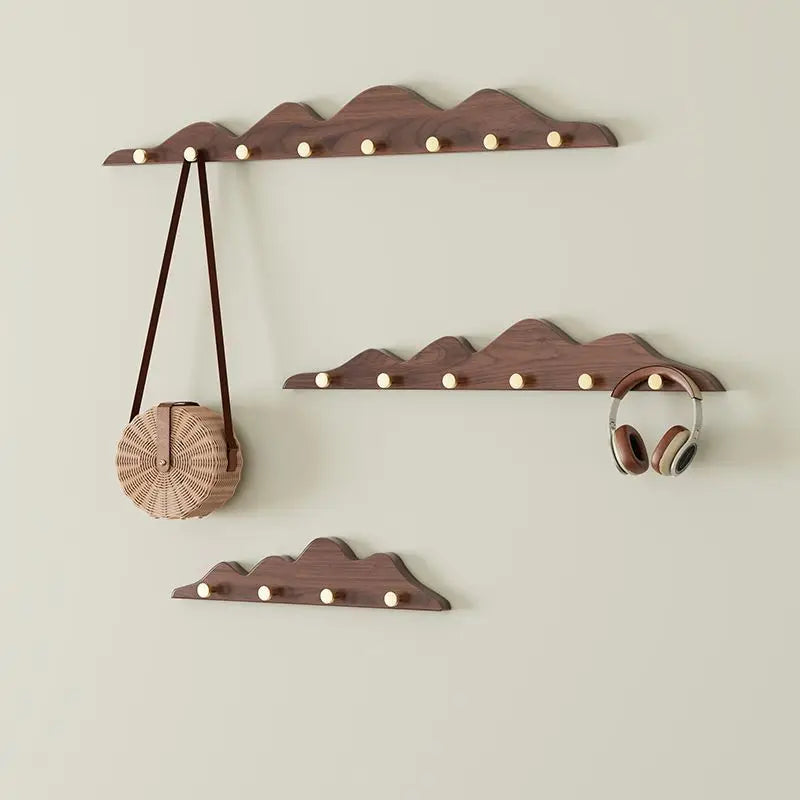 Porte-manteau mural en bois massif crochets