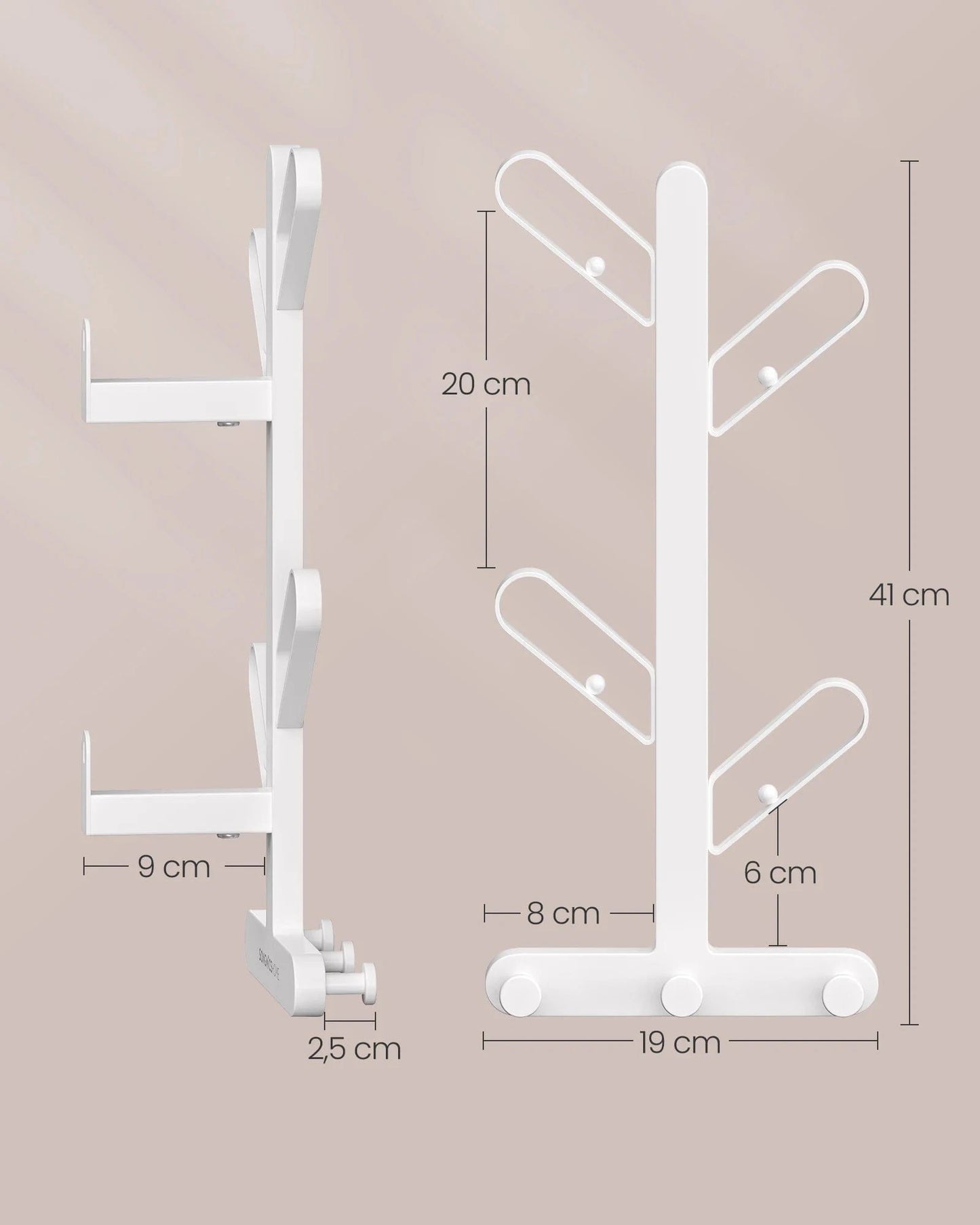 Porte-manteau mural en métal blanc perle – 7 crochets design Blanc