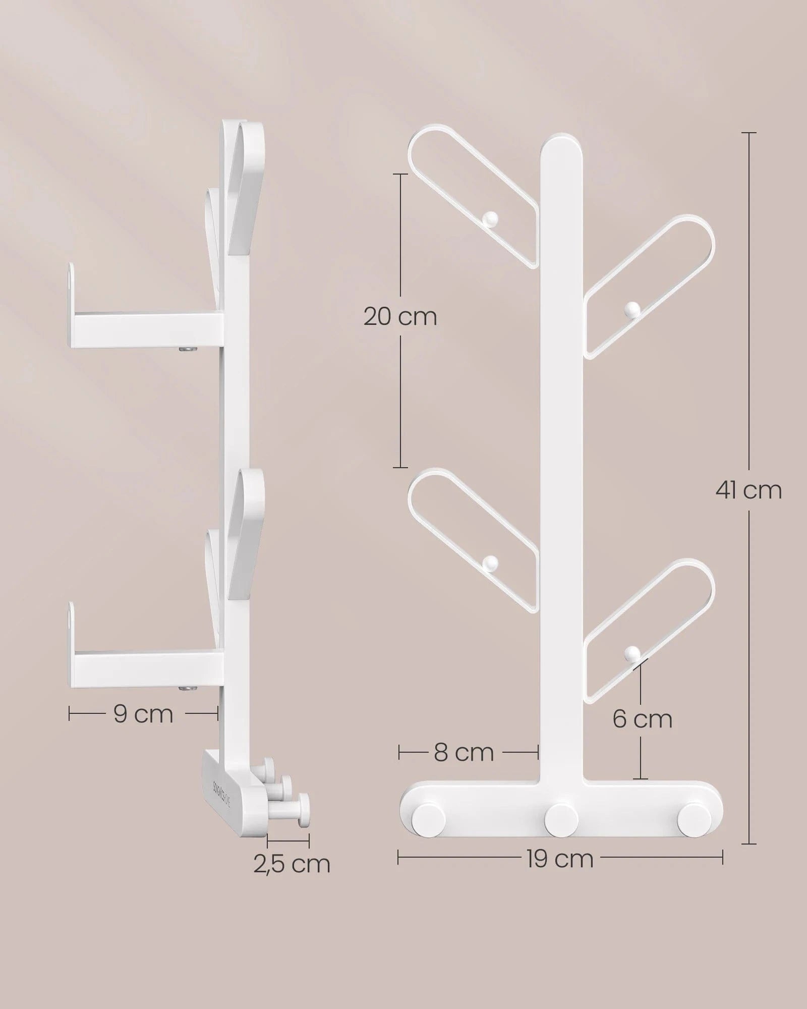 Porte-manteau mural en métal blanc perle – 7 crochets design Blanc