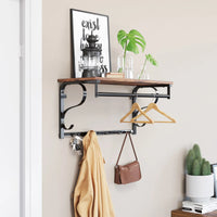 Porte-manteau mural industriel avec étagère et barre de suspension - Aéraly