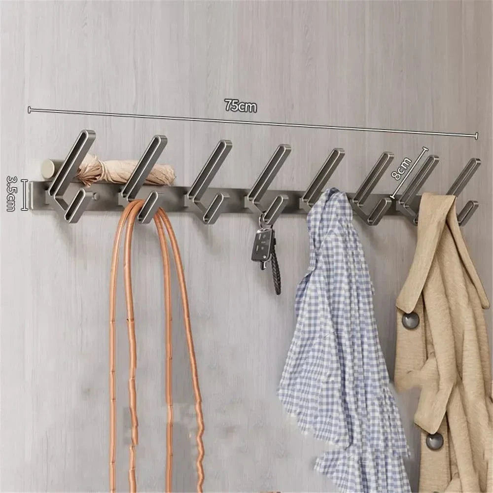 Porte manteau mural en métal aluminium – design moderne et durable Gris - 8 Crochets