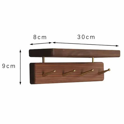 Porte manteau mural gain de place Bois Noyer-4 Crochets