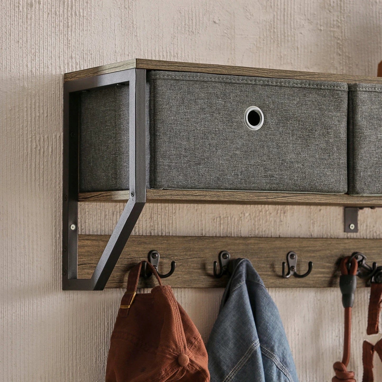 Porte-manteau mural style vintage Noir/Gris