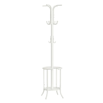 Porte-manteau sur pied avec porte-parapluie en métal noir Blanc