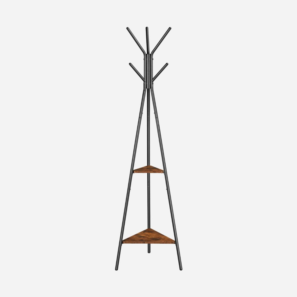 Porte-manteau sur pied original en métal et bois avec étagères - Aéraly