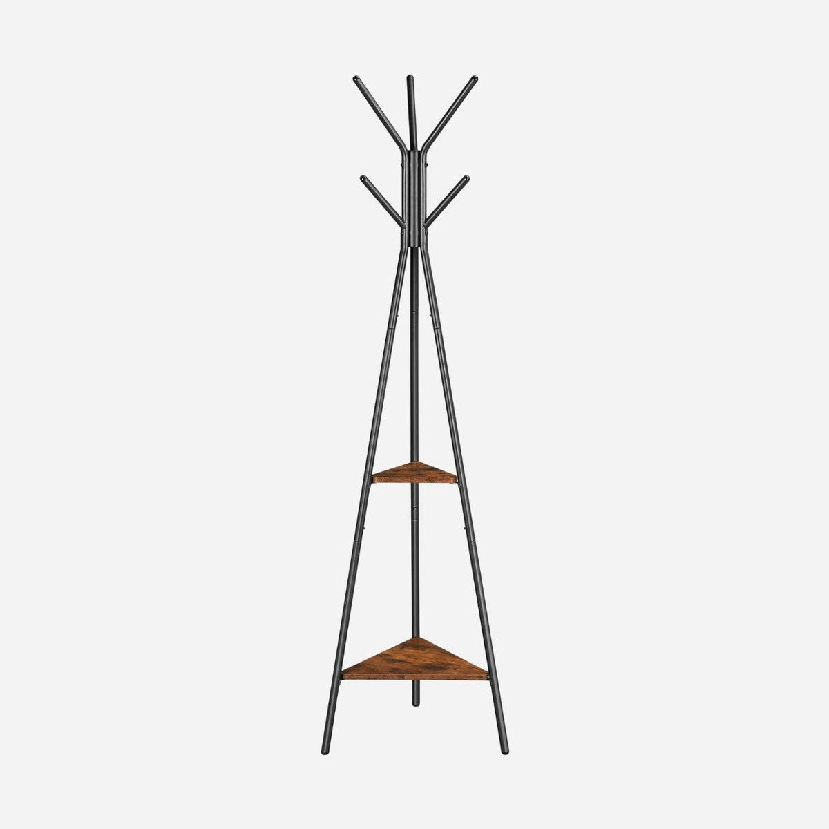 Porte-manteau sur pied original en métal et bois avec étagères - Aéraly