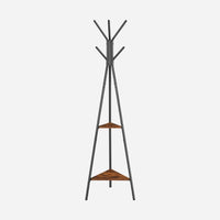 Porte-manteau sur pied original en métal et bois avec étagères - Aéraly
