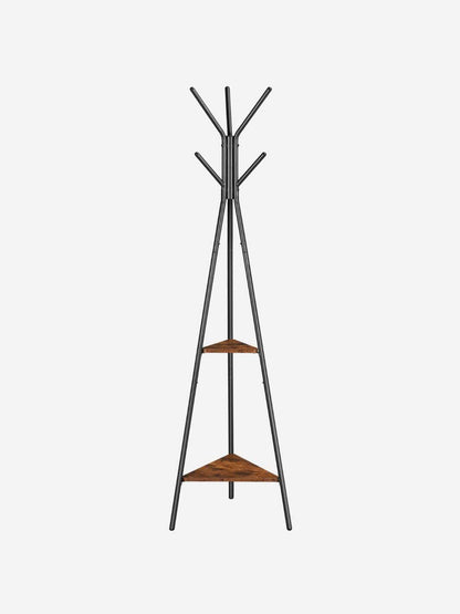 Porte-manteau sur pied original en métal et bois avec étagères