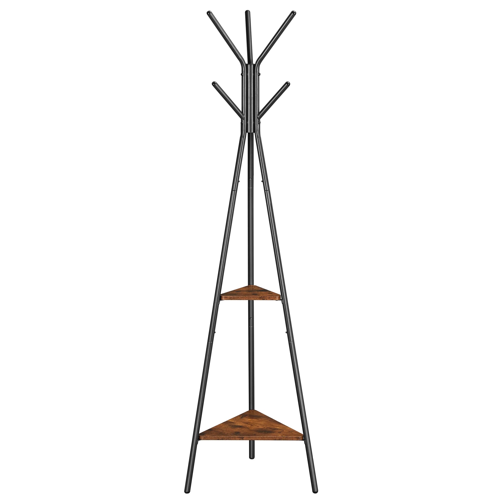 Porte-manteau sur pied original en métal et bois avec étagères - Aéraly