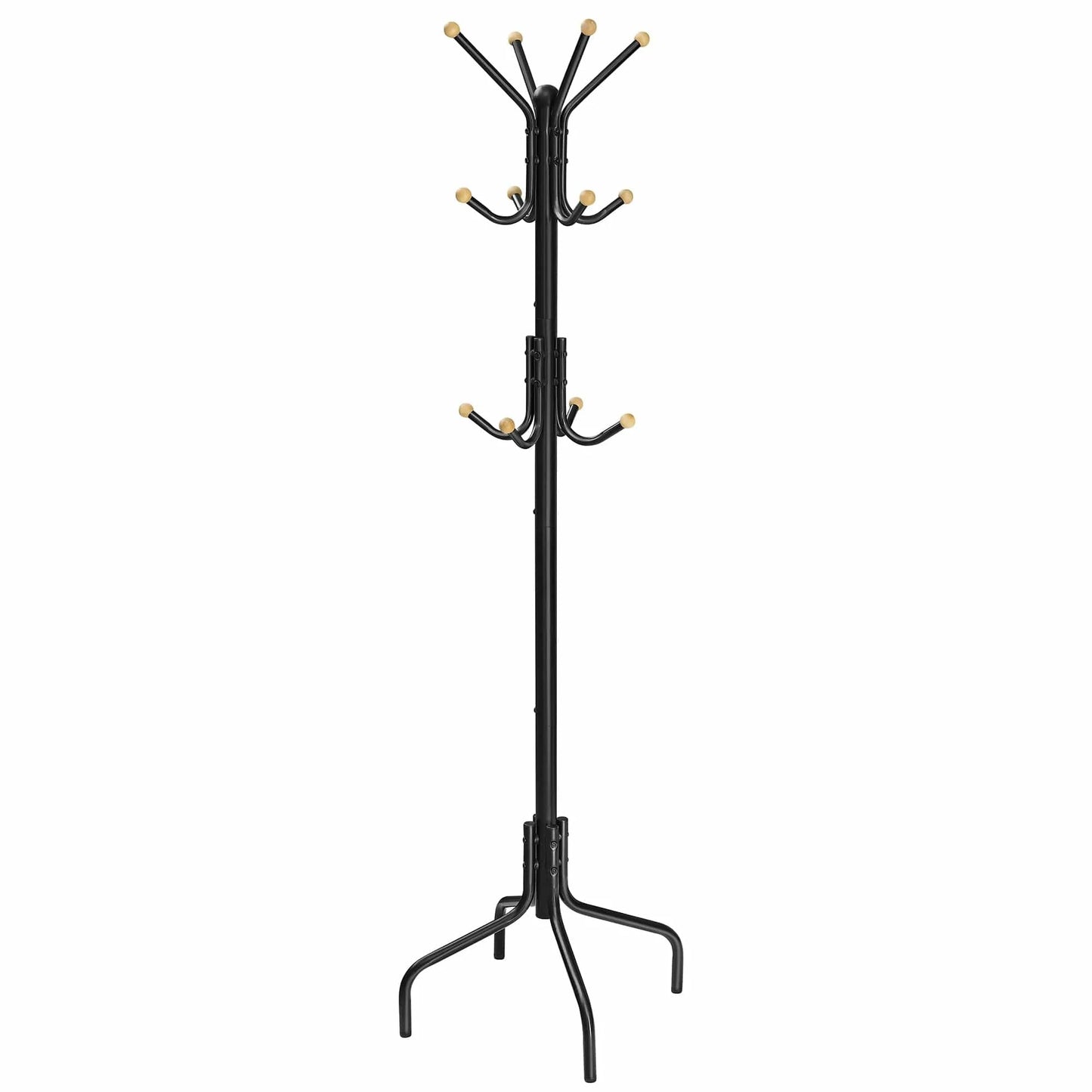 Porte-manteau sur pied en métal noir – 12 crochets Noir