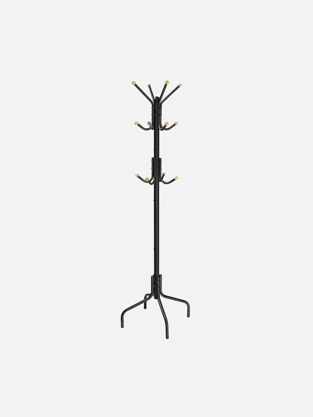 Porte-manteau sur pied en métal noir – 12 crochets Noir