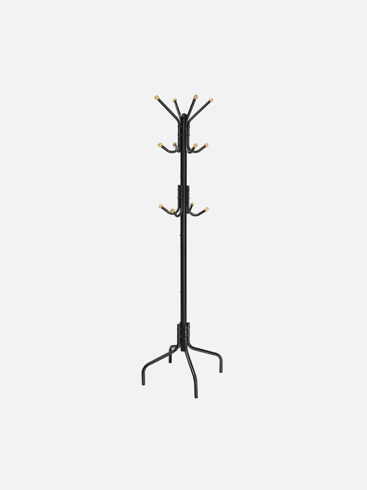 Porte-manteau sur pied en métal noir – 12 crochets Noir