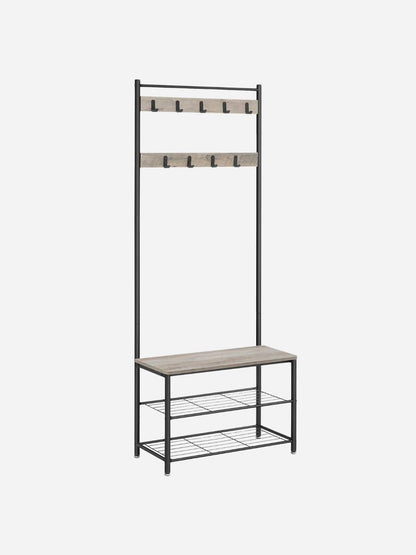 Porte manteau vestiaire avec banc et étagères à chaussures