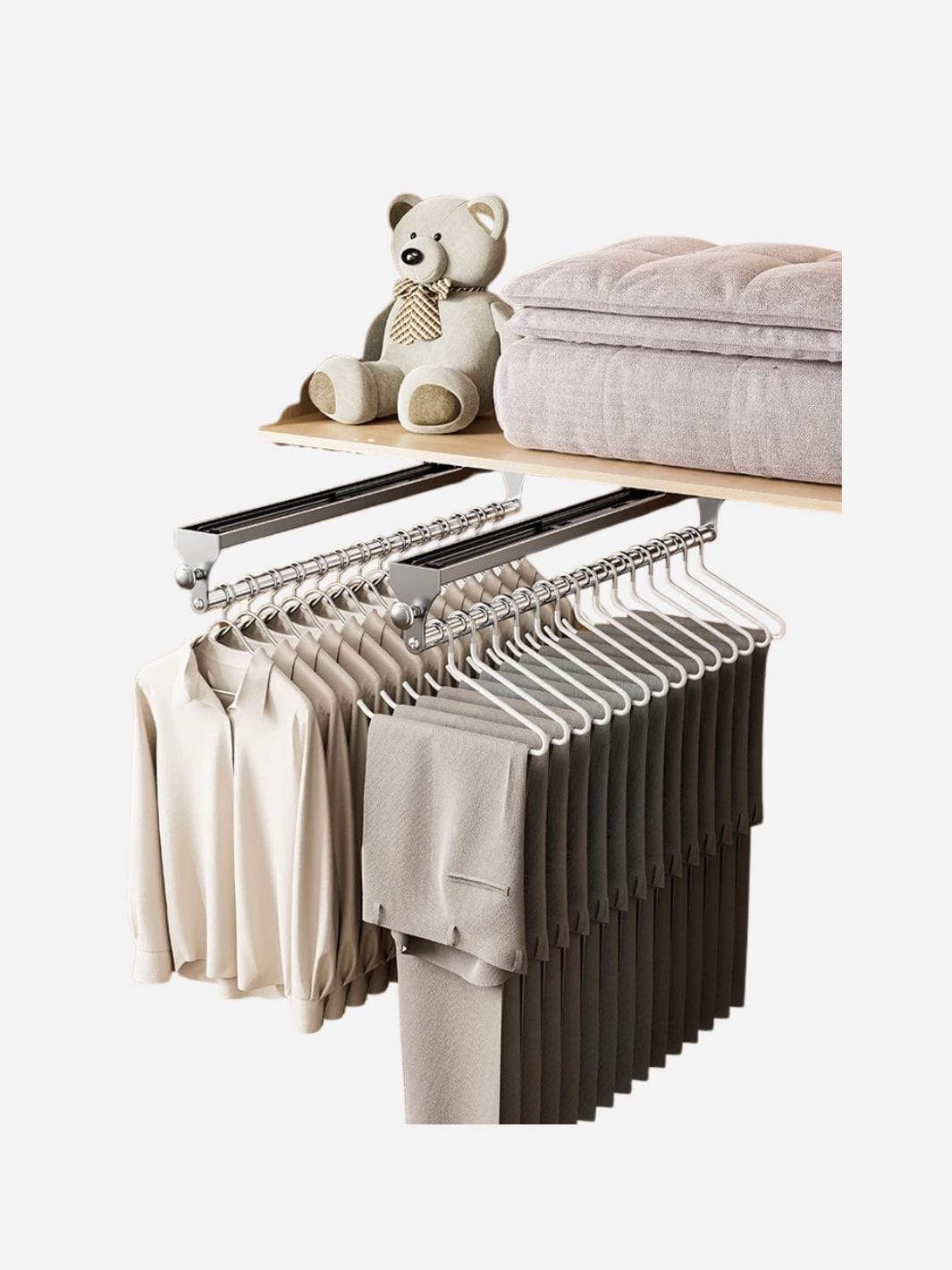 Porte pantalon coulissant – tringle extractible pour dressing