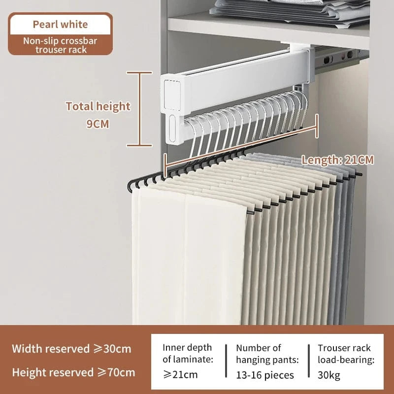 Porte pantalon coulissant antidérapant en aluminium 21 cm Blanc