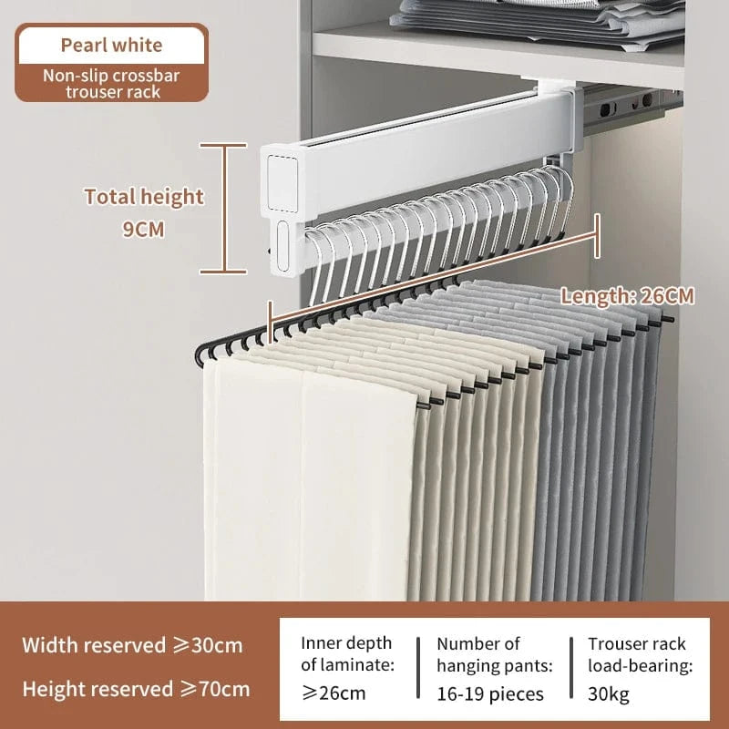 Porte pantalon coulissant antidérapant en aluminium 26 cm Blanc