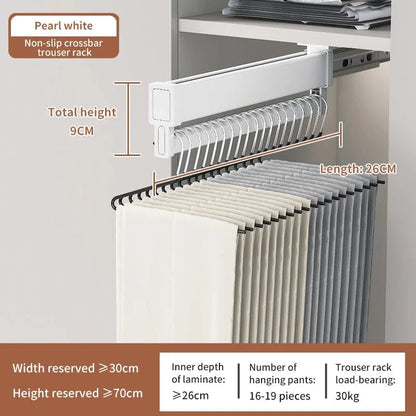 Porte pantalon coulissant antidérapant en aluminium 26 cm Blanc