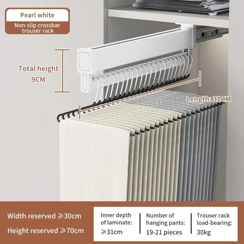 Porte pantalon coulissant antidérapant en aluminium 31 cm Blanc