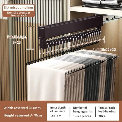 Porte pantalon coulissant antidérapant en aluminium 31 cm Marron