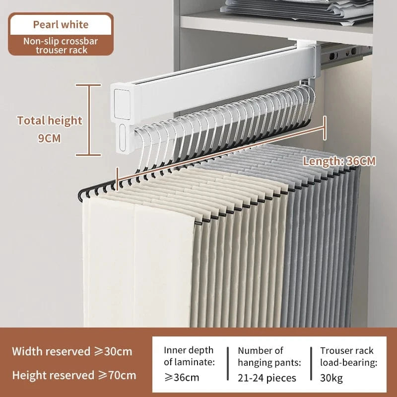 Porte pantalon coulissant antidérapant en aluminium 36 cm Blanc