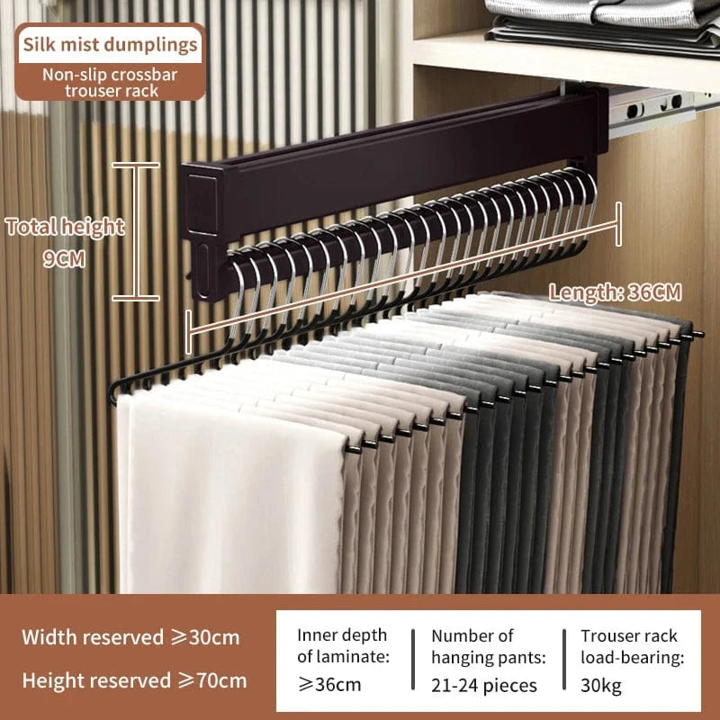 Porte pantalon coulissant antidérapant en aluminium 36 cm Marron