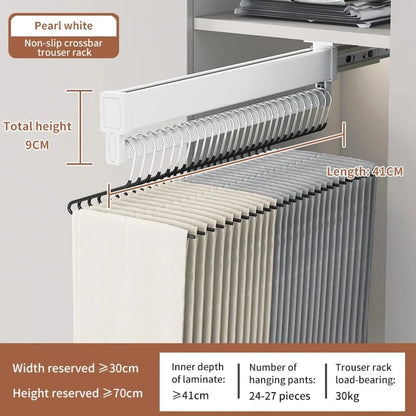 Porte pantalon coulissant antidérapant en aluminium 41 cm Blanc