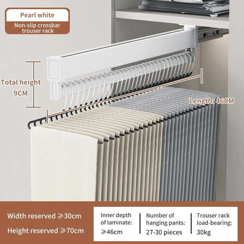 Porte pantalon coulissant antidérapant en aluminium 46 cm Blanc