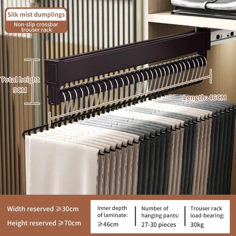 Porte pantalon coulissant antidérapant en aluminium 46 cm Marron