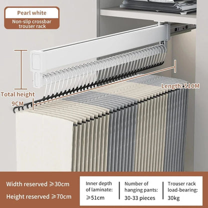 Porte pantalon coulissant antidérapant en aluminium 51 cm Blanc