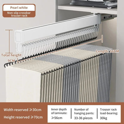 Porte pantalon coulissant antidérapant en aluminium 56 cm Blanc