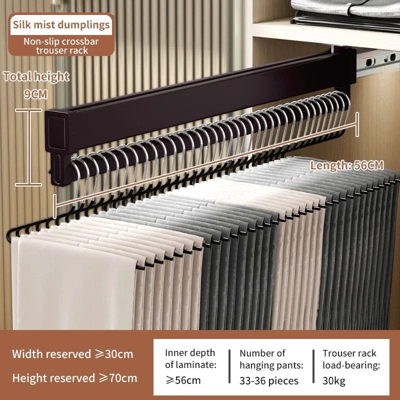 Porte pantalon coulissant antidérapant en aluminium 56 cm Marron