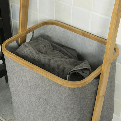 Porte-serviettes autoportant + panier à linge : Organisation optimale de votre espace Gris