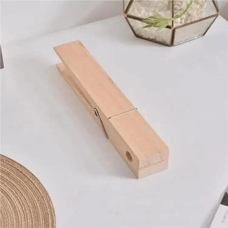 Clothespin Bathroom Towel Holder  Wall-Mounted Storage Hanger Cap Creative Wooden Towel Clip Wall Mounted Bathroom Towel Holder Wood color / L