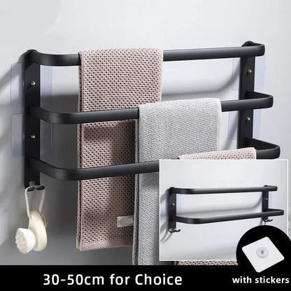 Porte-serviettes mural noir en aluminium