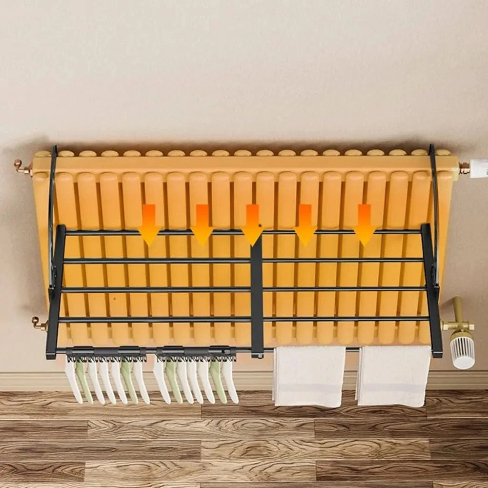 MOD Carbon Steel Radiator Drying Rack Adjustable Foldable Retractable Radiator Cloth Airer Space-Saving Clothes Drying Rack Laundry