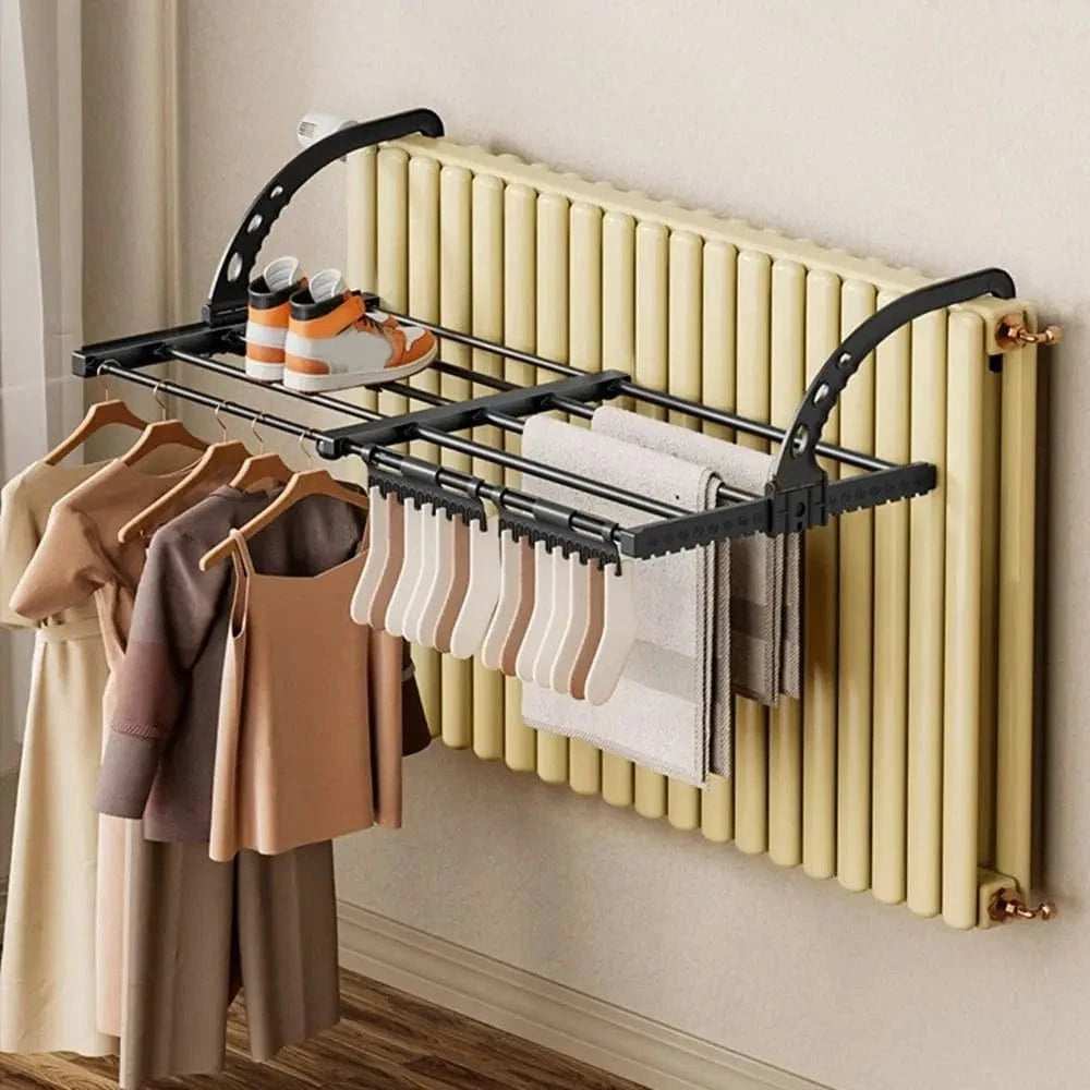MOD Carbon Steel Radiator Drying Rack Adjustable Foldable Retractable Radiator Cloth Airer Space-Saving Clothes Drying Rack Laundry