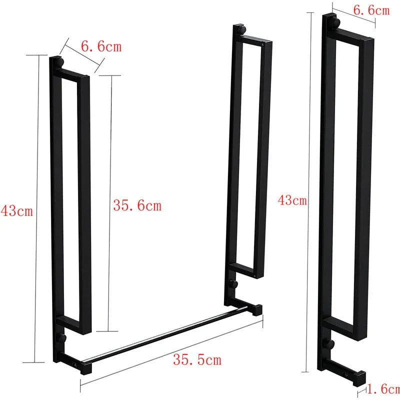 Porte-serviettes salle de bain crochets noir aluminium